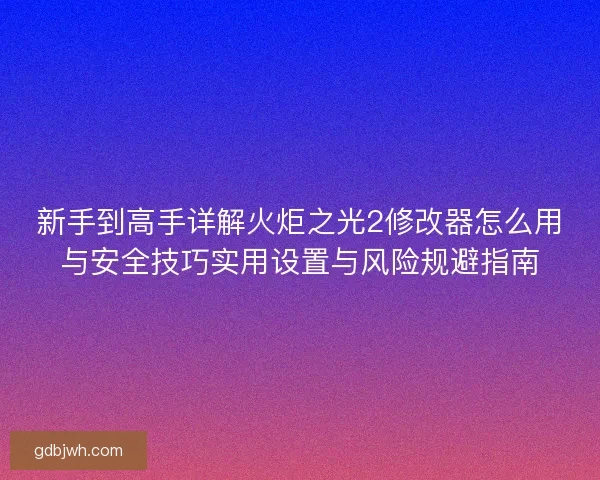 新手到高手详解火炬之光2修改器怎么用与安全技巧实用设置与风险规避指南