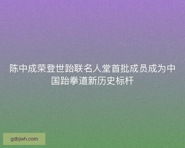 陈中成荣登世跆联名人堂首批成员成为中国跆拳道新历史标杆